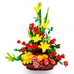 Arreglo Floral Frutero Fantasia-Flores con frutas