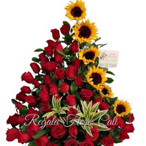 Arreglo Floral Girasoles y Rosas