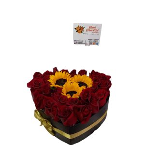 Corazon Rosas Tres Girasoles