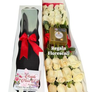 Caja Rosas Blancas Cali